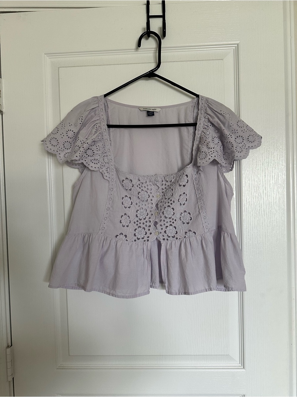 AE Cap Sleeve Eyelet Blouse